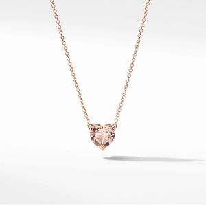 David Yurman Heart Pendant Necklace in 18K Rose Gold with Morganite.